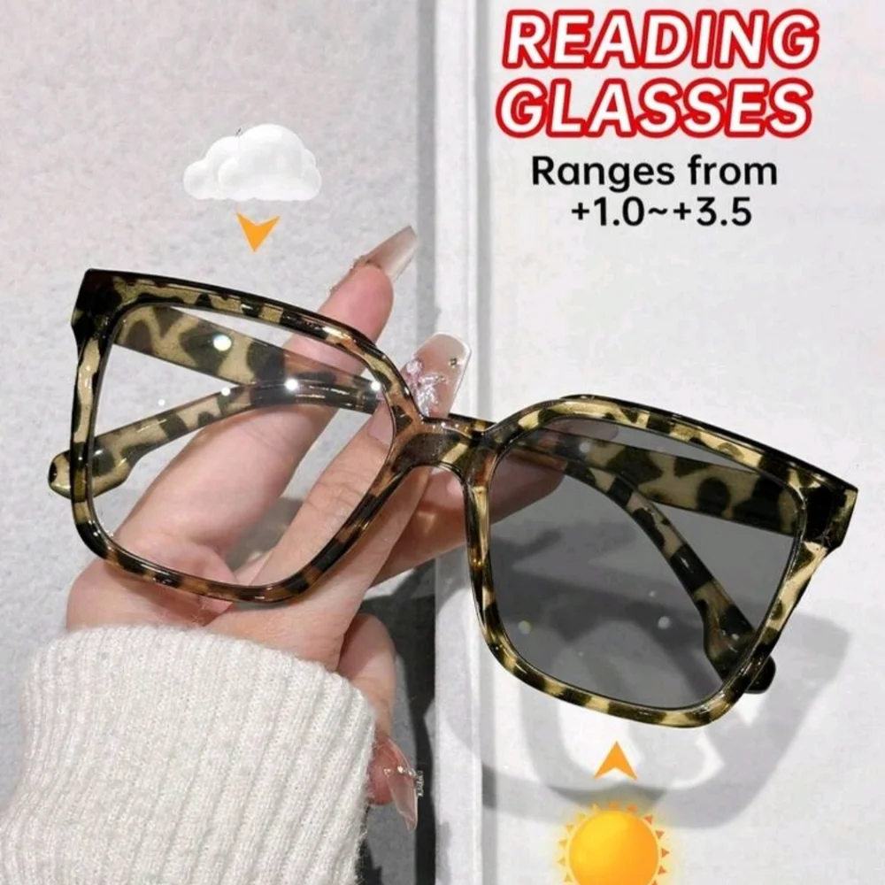 NEW Leopard Oversize Fashion Transitional Reading (1.00) Glasses